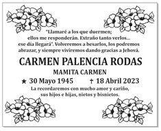 a black and white poster with flowers on it's back side, in spanish