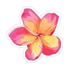 Pink Plumeria Hawaiian Flower Sticker by beebeachey #16632581 | Pink Plumeria Hawaiian flower sticker, perfect for decorating your laptop, water bottle, or Pink Plumeria, Funny Laptop Stickers, Stickers Cool, Sticker Design Inspiration, Cute Laptop Stickers, Hawaiian Flower, Hawaiian Flowers