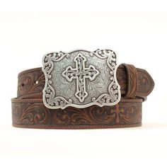 Nocona Ladies Tooled Belt N3483802 Country Belts, Cross Buckle, Nocona Belt, Cowgirl Belts, Western Accessories, Turquoise Cross, Western Belts, Brown Leather Belt, Brown Leather Strap