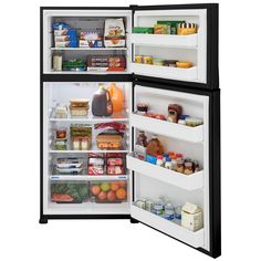 an open refrigerator filled with lots of food