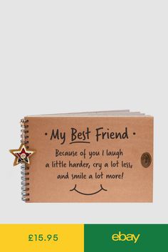 a note book with the words, my best friend on it and a star brooch