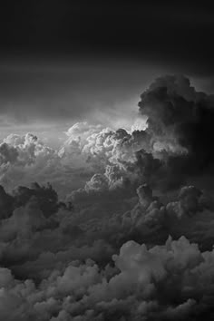 black and white photograph of clouds in the sky