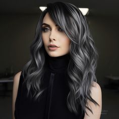 Dark Silver Hair, Black And Grey Hair, Gray Hair Color Ideas, Gray Hair Color, Grey Hair Transformation