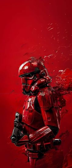 a star wars poster with a red background and the image of a sith trooper