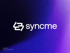 the logo for syncme is shown on a purple and blue background