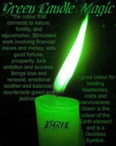 Green candle Green Candle Magic, Sigil Symbols, Candles Spells, Candle Magik, Candle Color Meanings, Witch Stuff, Oh My Goddess, Wiccan Witch, Magick Spells