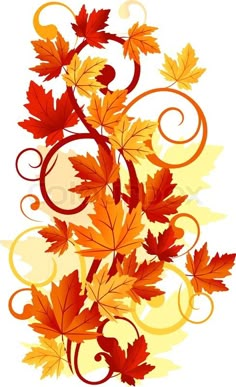 an autumn background with leaves and swirls