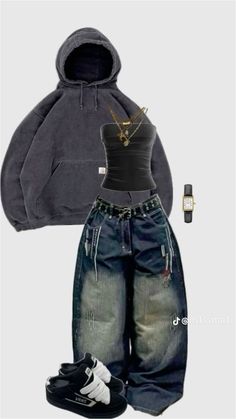 Outfit Ideas Baggy, Baggy Jeans Outfits, Clothes Coquette, Looks Hip Hop, Trashy Outfits, Outfits Stylish