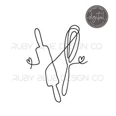 a black and white drawing of scissors with the word ruby lee design co on it