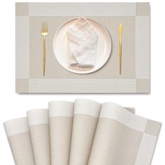 place setting with napkins, fork and knife