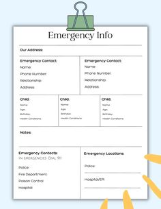 An emergency contact sheet for nannies or babysitters. This sheet includes spaces for local emergency contacts and personal ones.  Having a list of emergency contacts is always great to keep on hand! This sheet displays each section in an organized format for easy finding. Emergency Contact Form, Emergency Contact List, Routine School, Medical Binder, Morning Routine School, Contact Sheet, Contact Card, Family Emergency, Products Photography