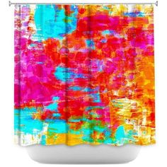 an abstract shower curtain with bright colors