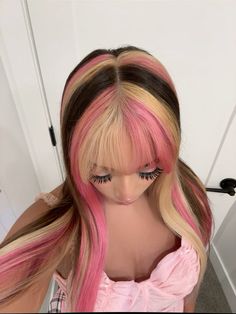 Neapolitan Hair Dye, Pink And Blonde And Brown Hair, Blonde And Dyed Hair, Blonde Pink Brown Hair, Neopolitan Hair Dye, Black Blonde Pink Hair, Neopolitan Hair Curly, Pink Brown Blonde Hair, Blonde Pink And Brown Hair