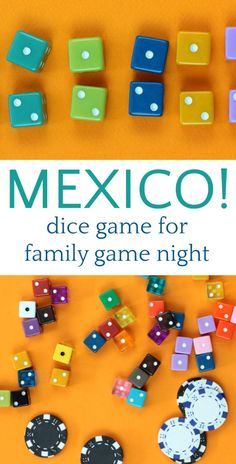 the mexican dice game for family game night is on display in front of an orange background