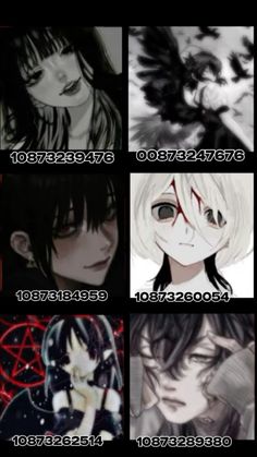 some anime characters with different expressions on their faces and body parts, all in black and white