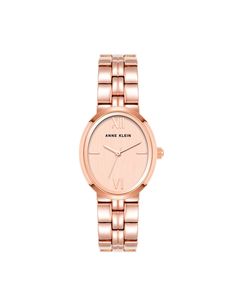 Anne Klein Rose Gold-Tone Minimalist Oval Case Watch Anne White, Bangle Watches, Rose Gold Watches, Modern Chic, Fashion Over 50, Anne Klein, Bracelet Set, Clean Lines, Time Piece