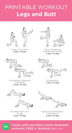 the printable workout poster shows how to do an exercise with legs and butts