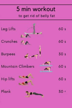 the 5 minute workout plan is shown in pink