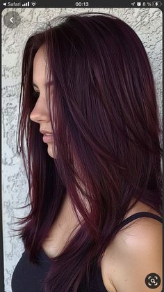 Dark Brown Hint Of Red Hair, Dark Violet Red Hair Color, Hair Color Ideas For Brunettes Red, Dark Violet Hair Burgundy, Dark Violet Red Hair, Red Hair On Brunette, Burgundy Hair Aesthetic, Violet Red Hair Color, Hair Color Ideas For Brunettes For Fall