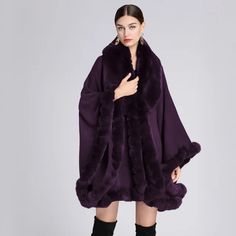 Female Fashion Cardigan Shawl Cloak Loose Long CoatsHigh quality imitation rabbit fur, feels the same as the real thingFree Size:length:80cm,Bust:220cm,Sleeve:60cmWeigth About1.1kg Beach Dresses Casual, Bridesmaid Dresses Boho, Casual Dresses Plus Size, Poncho Coat, Fur Cape, Poncho Cardigan, Loose Coats, Shawl Cardigan, Maxi Bridesmaid Dresses