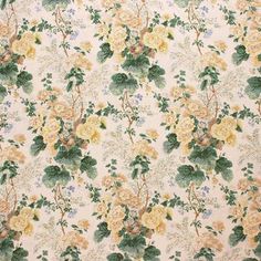 a floral wallpaper with yellow and white flowers on it's side, in the middle