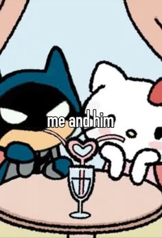 #whisper Hello Kitty And Batman Matching Pfp, In Love Pfp, Bf And Gf Cartoon Pics, Batman And Hello Kitty, Batman Hello Kitty, Hello Kitty Batman, Ja I Ty, Hello Kitty Images, Me And Bae