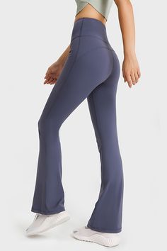 These yoga pants are made of a thin and highly stretchy material that feels like skin. The long length of these pants is perfect for yoga and other activities. The elastic waistband provides a flattering and comfortable fit. Sizing category: Regular Picture style: Studio Pattern type: Solid Features: Feel like skin Length: Long Material: 80% nylon, 20% spandex Stretch: Highly stretchy Sheer: No Body: Not lined Care instructions: Hand wash cold. Do not tumble dry. Imported Product measurements: 4 Women Workout Outfits, Women Gym Outfits, Women Workout Clothes, Flare Yoga Pants, Trendy Pants, Yoga Outfits, Gym Pants, Women Workout, Picture Style