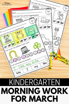 the printable worksheet for children to practice morning work