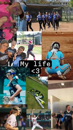 a collage of photos with the words my life in black and white, including baseball players