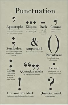 an old poster with some different types of punctulation