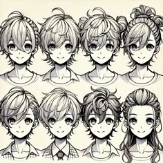 an anime character's hair styles are shown in this drawing lesson, which shows how to