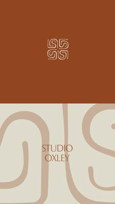 the logo for studio oxley is shown in brown and beige colors, with an abstract design