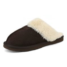 Suede leather slipper featuring faux fur lining,the middle stitching line make the shoe more special Size: 6.  Color: Brown.  Gender: female.  Age Group: adult. Comfortable House, Comfy Winter, Fur Slippers, Leather Slippers, House Shoes, House Slippers, Outdoor Shoes, Christmas Wishlist, Womens Slippers