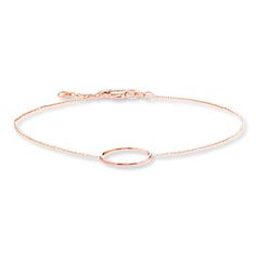 Classic, yet modern, this pretty bracelet for her features a circle of 14K rose gold. The circle attaches to a 7.5-inch cable chain secured with a lobster clasp. Modern Delicate Chain Rose Gold Bracelets, Modern 14k Rose Gold Chain Bracelet, Modern Rose Gold 14k Chain Bracelet, Modern Round Rose Gold Bracelets, Modern Rose Gold Round Chain Bracelet, Modern Rose Gold Round Bracelets, Minimalist Rose Gold Oval Link Bracelet, Modern Rose Gold Open Circle Jewelry, Modern Circular Rose Gold Jewelry