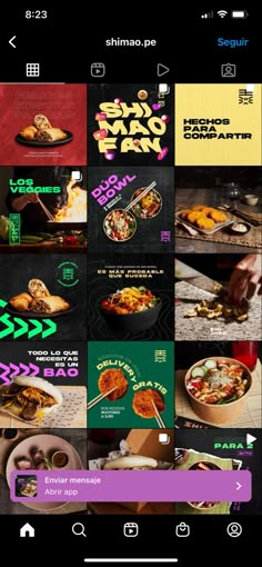 Food Branding Instagram, Instagram Feed Food Ideas, Feed Instagram Food Design, Fast Food Instagram Feed, Food Business Instagram Feed Layout, Typography Social Media Post Design, Food Instagram Layout, Food Grid Instagram, Japanese Food Branding