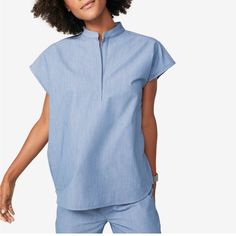 New With Tags Figs Women’s Rafaella Oversized Scrub Top Size Small In Heather Indigo Medical Uniforms Oversized Fit. For A Classic Fit, Size Down. Mandarin Collar With Hidden One-Button Placket Back Yoke With Box Pleat Draped Drop-Shoulder Silhouette Shirttail Hem Engineered With Technical Comfort In Great Condition. Fast Shipping. Medical Tech, Doctor Scrubs, Hotel Uniform, Scrubs Outfit, Medical Outfit, Blue Scrubs, Medical Uniforms, Nurse Uniform, Premier Designs Jewelry