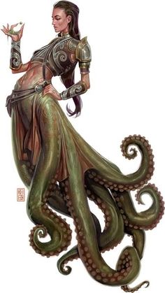 a woman dressed as an octopus with her hands in the air and holding a bottle