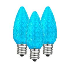 three blue christmas lights are shown on a white background