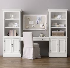 a white desk and chair in a room