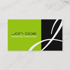 a green and black business card with the words marketing consultant written in white letters