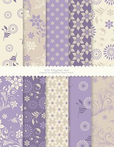 a set of nine different floral patterns