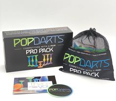 the pop darts competition pack is in its bag