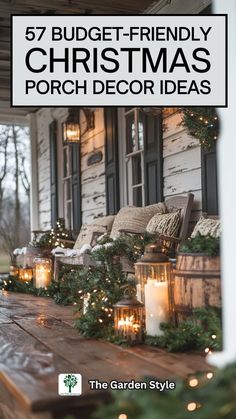 Creative, Stunning and Simple Christmas Porch Decorations You'll love -  #Christmas #Creative #Decorations #Love #Porch #Simple #Stunning #Youll Homemade Decorations Ideas, Christmas Lights Ranch Style House, Diy Christmas Decorations Porch, Porch Decorating Christmas Ideas, Christmas Porch Swing Decorations, Rustic Porch Christmas Decor, Christmas Porch Trees, Front Patio Christmas Decor Ideas, Decorating Beams For Christmas