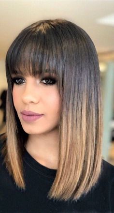 Front Bangs With Medium Hair, Front Fringe Hairstyles, Bob Hairstyles With Bangs, Brown Blonde Hair, Front Lace Wigs Human Hair, Grunge Hair, Shoulder Length Hair, Brown Hair Colors, Brunette Hair Color