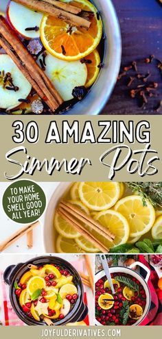 the cover of 30 amazing summer potts with lemons, oranges and spices