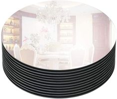 Murrey Home 12" Round Mirror Trays with Beveled Edge Mirror Centerpieces, Mirror Trays, Party Mirror, Mirror Centerpiece, Mirror Candle Plate, Mirror Candle, Candle Plates, Candle Board, Centerpieces For Tables