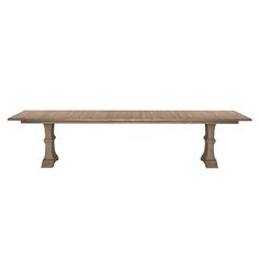 a large wooden table on a white background