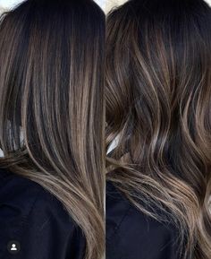 Brunette With Beige Highlights, Grey Blending On Dark Hair, Ashy Brown Hair Balayage Dark, Balayage Beige, Sleek Short Hair, Black Hair Balayage, The Fade, Teased Hair, Brunette Hair With Highlights