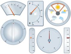 various gauges and dials with weather conditions