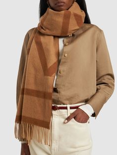 Height: 50cm Width: 220cm. Fringed edges. Jacquard design Jacquard Design, Women Life, Lifestyle Shop, Wool Scarf, Brand Colors, Fashion Labels, Dress Codes, Scarf Shawl, Womens Scarves